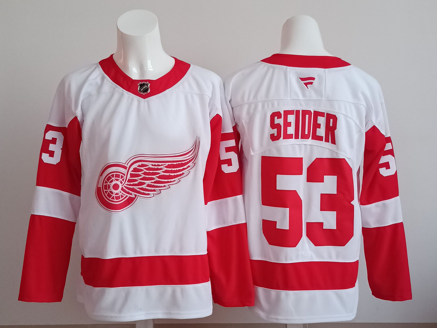 Men 2025 Detroit Red Wings #53 Seider White red NHL Jersey style 01